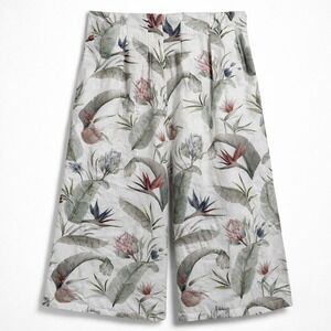 Revel Rey Revolve Pants Size Large Tropical Floral Linen Blend Wide Leg Goucho